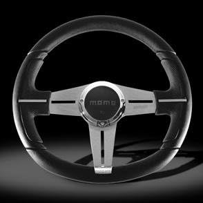 Momo Quake Black Leather & Chrome Steering Wheel