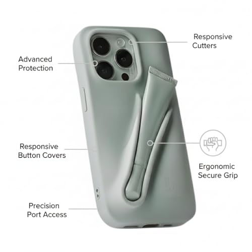 Image of Case Compatible with iPhone 16 Series with Lip Gloss Holder, Includes 1 Liptint, Silicone Trendy Aesthetic Phone Cover for Girls and Women (Gray, 16 Pro Max)