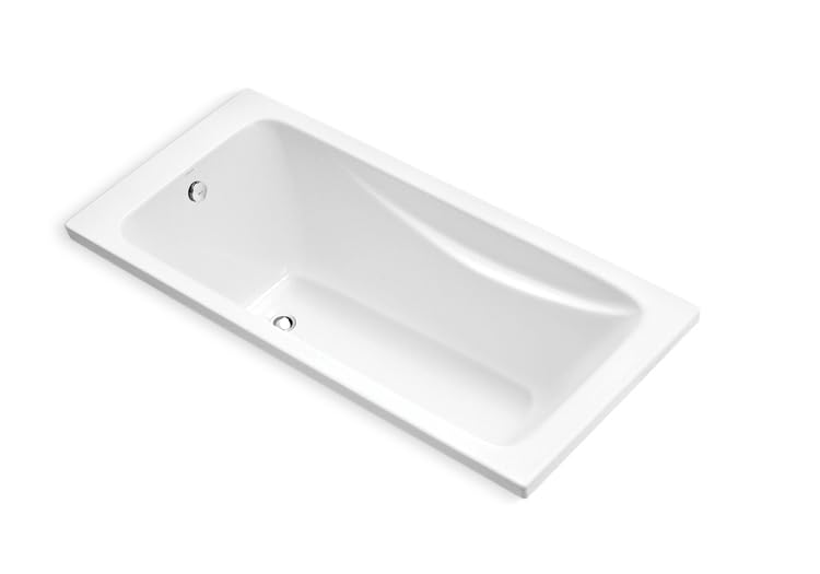Image of Kohler Reach Bath tub for bathroom | Drop-in Acrylic Bathtub with Lumbar Support | Ergonomically-Crafted for Small & Medium Bathrooms | White, 1700mm