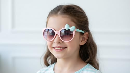 Image of Dervin UV Protected Girl's Bow Cute Sunglasses Baby Personality Cartoon Travel Sunshade Glasses