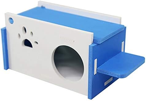 Hamster Cage Hamster Cage Paw Decor Small Animal Hideout House with Ladder for Squirrel(Dark Blue)