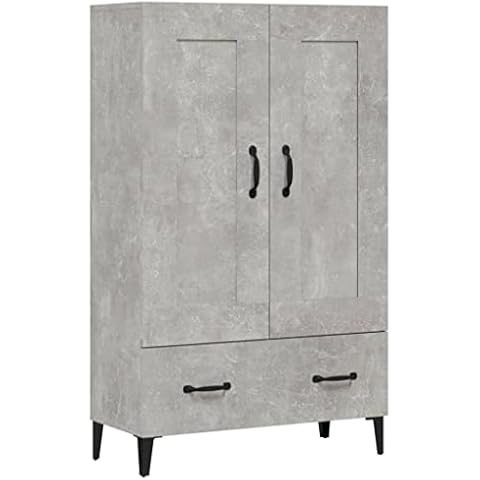 vidaXL Highboard Sideboard Kommode Schrank Anrichte Beistellschrank Mehrzweckschrank Hochschrank Standschrank Betongrau 70x31x115cm Holzwerkstoff Cover