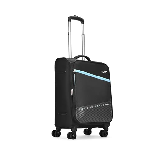 Image of Skybags Genesis Cabin Soft Luggage (55 Cm) | Soft Luggage Trolley with 8 Wheels and 3 Digit Combination Lock | Black | Unisex