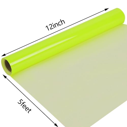 Image of guangyintong Glow in The Dark Heat Transfer Vinyl Rolls, 12 inch x 5ft Luminous Yellow Iron on Vinyl for T-Shirts, PU Elastic HTV Vinyl for All Cutter Machine Easy to Cut & Weed for Cool Costumes /Design