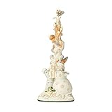 Statuina con motivi natalizie Jim Shore Heartwood Creek Pupazzo di Neve Bianco con Animali Sovrapposti, 34 cm