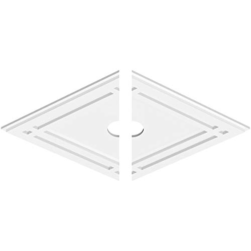 Image of Ekena Millwork CMP30X20DD2-03000 Diamond Architectural Grade PVC Contemporary, Two Piece Urethane Ceiling Medallions 30 inchW x 20 inchH x 3 inchID x 10 1 /2 inchC x 1 inchP