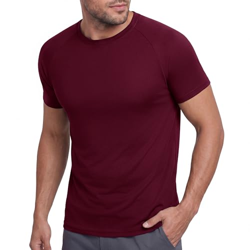 Image of BOOJO Workout Mens Shirts - Casual Black Quick Dry Moisture Wicking T-Shirts Crew Neck Short Sleeve for Gym Athletic Running