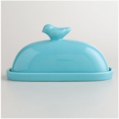Aqua Bird Ceramic Butter Dish