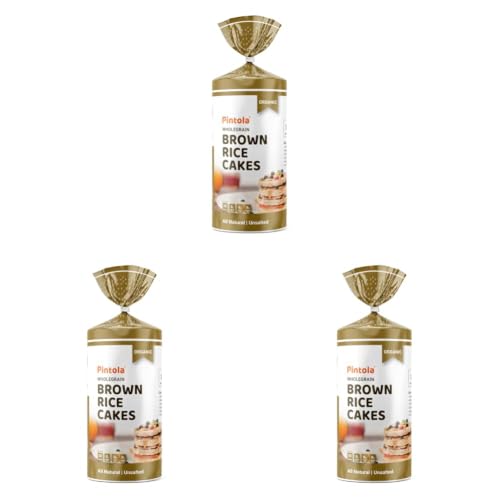 Image of Pintola Organic Brown Rice Cake All Natural Unsalted 130g | Gluten-Free Snack | 9 Wholegrains | Low Fat | 30 Calories per Cake | Soy & Yeast Free | Healthy Snack for Weight Loss (Pack of 3)