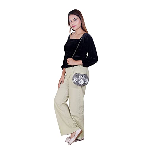 Image of Shakuntala Vintage Clutch - Metal Mosaic Stone & Shell Design Purse - Handmade Women's Handbag