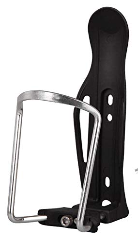 ValmoniSport PORTABIDÓN Ajustable para Bici Bicicleta Aluminio Y PLÁSTICO Porta Botella BIDÓN Plateado Y Negro Agua Ciclistas Botellas Bombona Plata