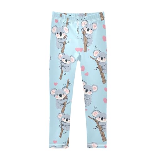 Cute Koalas Bears Girls' Leggings Toddler Doodles Pink Hearts Kids Yoga Pants Dance Active Tights 4T