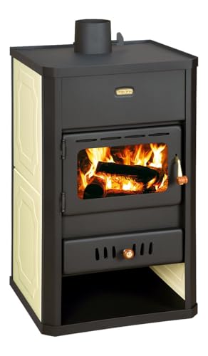 Prity S1 W10 Poêle à bois avec gaine d'eau 10 kW | Chauffage central | Certifié CE | Poêle à...