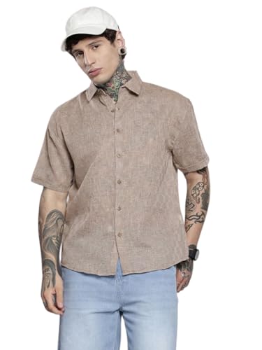 Chemise homme marron The Indian Garage Co coupe décontractée pour éviter les vêtements trop serrés