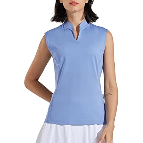 Libin Women's Golf Sleeveless Shirts Tennis Athletic Lightweight Quick Dry Sun Protection V-Neck Tank Tops, Lavender Blue, Small Cover