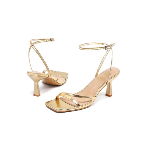 Strappy Sandals For Women Stiletto Kitten Heels Ankle Strap Sandals Square Open Toe Sexy Comfort For Dress Party Wedding Daily Summer4
