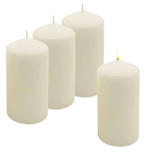 Echtwachs Stumpenkerze 4er Set 15 x 7 cm - creme weiß - Blockkerze...