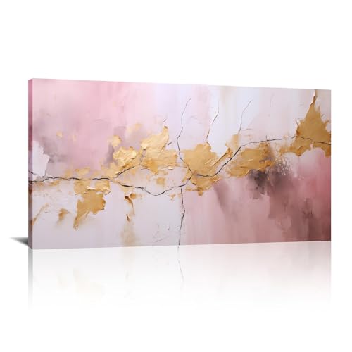 Œuvres d'art abstraites de haute qualité avec cadre doré, texture marbre
