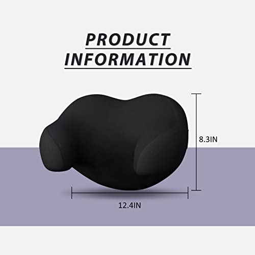 SPRFUFLY U-Shaped Car Headrest Pillow for Sleeping, 100% Memory Foam Car Pillow with Breathable Removable Cover, Ergonomic Design - Ideal Car Companion for Naps & Neck Pain Relief (Black, 1PC)
