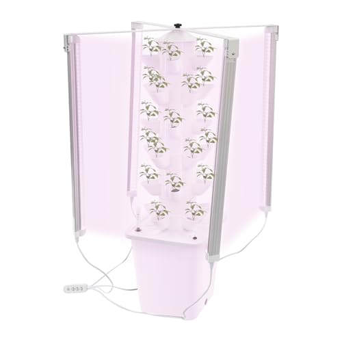 AQIFAND Torre idroponica con illuminazione a LED, sistema di coltivazione idroponica, 30 fori, serra per interni, irrigazione automatica e timer da 10 l, ideale per erbe, frutta e verdura
