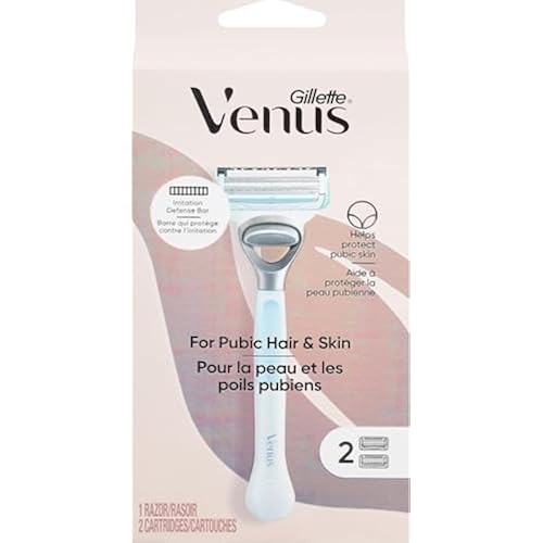 Gillette Venus Intimate Grooming Razors for Women, Bikini Razors for Women, 1 Venus Razor Bikini Trimmer, 2 Razor Blade Refills, Pink, (Package May Vary)