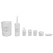Home Basics Paris Collection 7 Piece Bath Ensemble Bathroom Accessory Set - Toilet Brush, Tumbler, Tootbrush Holder, Soap Holder, Lotion Dispenser and More! (White)
