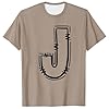 Casual Men's T-Shirt with Stylish J Letters Print for Comfortable Everyday Style, khaki, 4XL #2