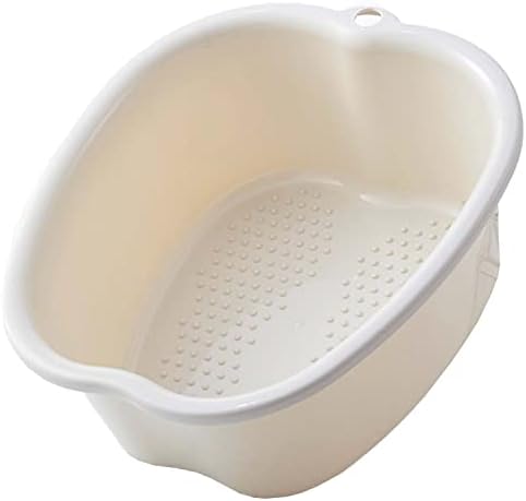Foot Soaking Bath Basin, Sturdy Durable Plastic Foot Bath and Foot Massager Foot Bucket, Great for Getting the Dead/Old Skin Off Your Feet,Portable Foot Tub (FITS UP to A Men's Size 11)(White)