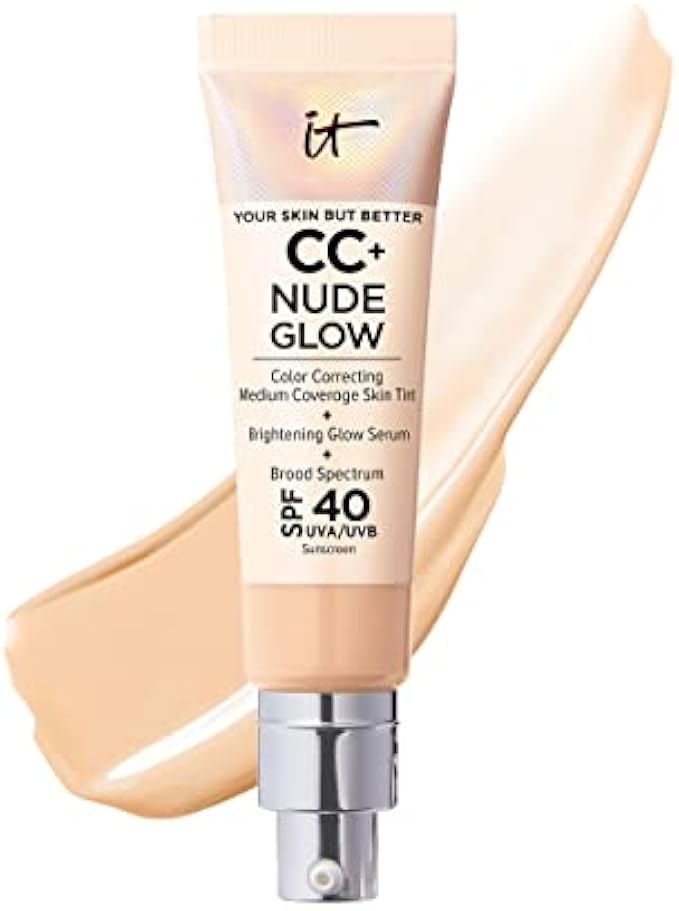 IT Cosmetics CC+ Nude Glow Lightweight Foundation + Glow Serum with SPF 40 - With Niacinamide, Hyaluronic Acid & Green Tea Extract - 1.08 fl oz