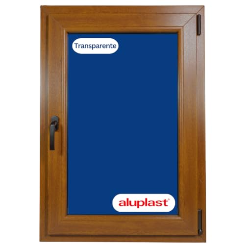 Ventana PVC Reforzada Roble Dorado | Cristal Climalit Mate | Perfil Aluplast | Entrega 24/48h (700x1000 Derecha Transparente)