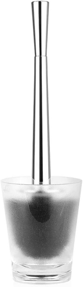 Brosse de toilette acrylique avec support transparent et grand manche chromé