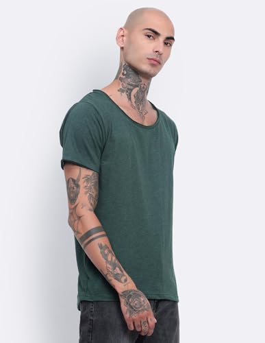 Image of Men's Cotton Scoop Neck T-Shirts, Regular Fit Tshirts Melange Scoop Neck T-Shirt