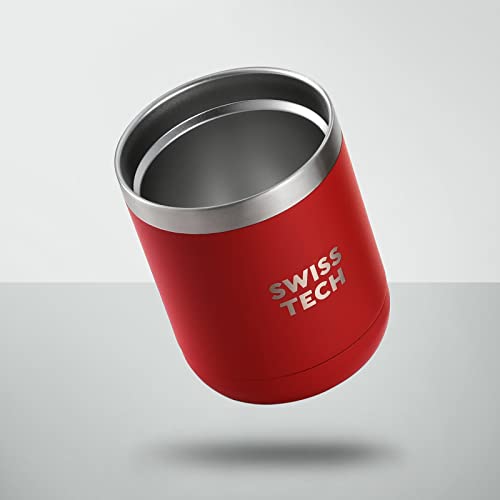 Swiss+Tech 10 Oz Tumbler, Insulated Tumbler, Double Wall Vacuum, Stainless Steel Tumbler With Lid, Corrosion Resistant, Bpa Free (Red) #TOP3