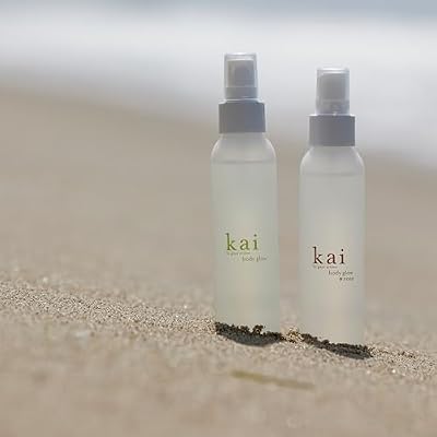 kai body glow rose, 4 Fl Oz, dry body oil with jojoba, chamomile, cucumber extracts, moisturizes and leaves a radiant glow with a fresh + clean fragrance, layered with rose absolute, made in the usa