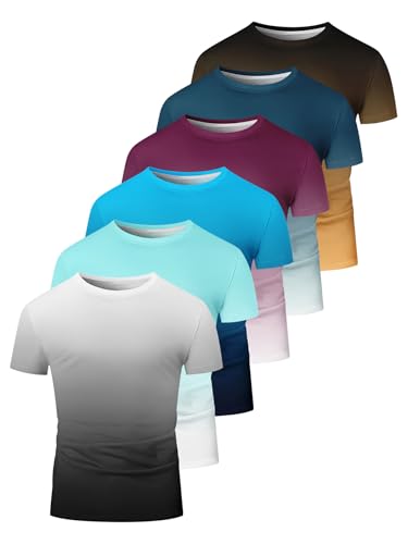 6/12 Pack Men's Gradient T-Shirt Short Sleeve Ombre Color Fade