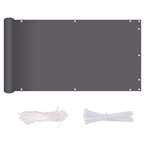 Preisvergleich Produktbild Losxy Balkon Sichtschutz Windschutz 90x700cm 100% Privatsphäre Pflegeleichtes Atmungsaktiv Sichtschutz Balkongeländer mit ösen Nylon Kabelbinder und Kordel für Balkongeländer