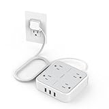 Power Strip with USB, TESSAN Mountable Flat Plug Extension Cord with 4 Widely Spaced Outlets, 3 USB Charger, 5 FT Cord, Compact Size and Lightweight Ideal for Cruise Ship, Home, Office, Gray