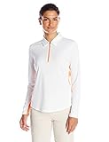 Greg Norman Collection Women's Zip Mesh Panel Polo Shirt, White, 3X-Large