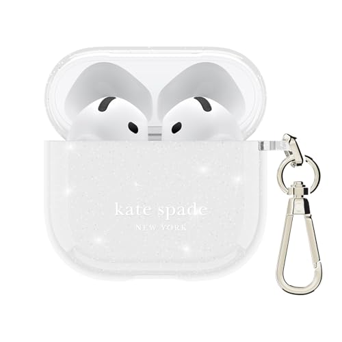 Image of kate spade new york AirPods 4 Protective Case with Keychain Ring - That Sparkle Silver, Compatible with AirPods 4th Generation