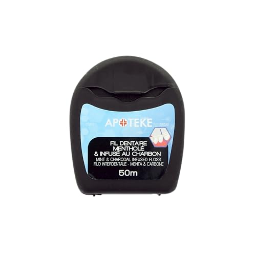 APOTEKE - Fil Dentaire au Charbon Antibactérien & Blanchissant - 50 mètres - Hygiène Bucco-dentaire