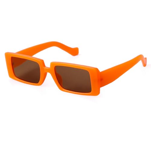 Image of SORVINO Trendy Rectangle Sunglasses for Women Vintage 90s Retro Fashion Narrow Cool Square Frame Sunglasses