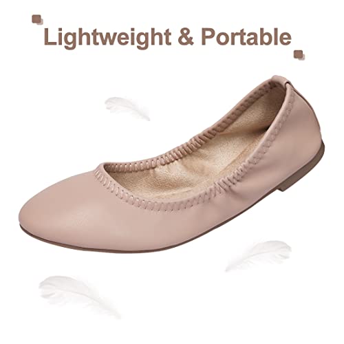 Image of LM Women's Ballet Flats Round Toe Slip On Flats Shoes Casual Dress Shoes Foldable Portable Travel Ballet Flat