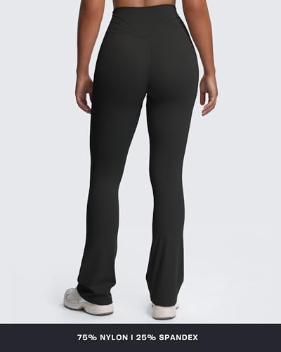 Aoxjox Flare Leggings for Women Trinity Tummy Control High Waisted Wide Leg Yoga Pants 29\" (Black, Medium)