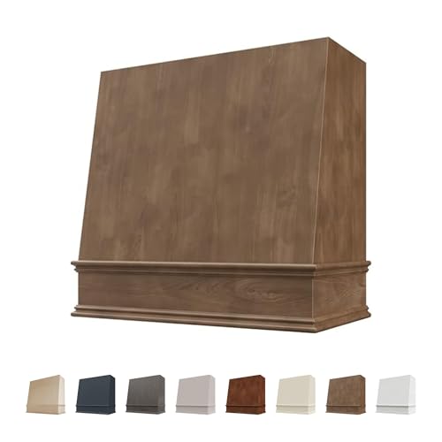 Riley & Higgs American Walnut Wood Range Hood Angled Front with Decorative Molding | Custom...