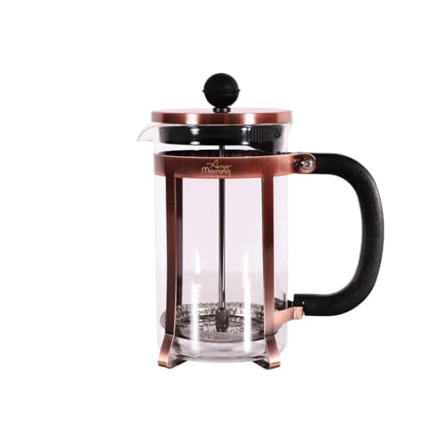 Any Morning French Press - Cafetera y tetera con triple filtro de acero inoxidable, prensa de té de vidrio de borosilicato, sistema de filtración de 3 etapas, portátil, fácil de limpiar, 600 ml