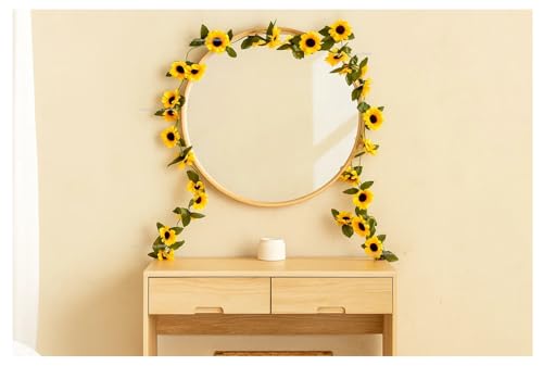 Image of SPHINX Artificial Sunflower Creeper Vine 7 Ft(230 cm) 26 Flower Heads for Home,Wall Decor,Balcony Railing,Garden,Table Runner,Wreaths,Candle Rings,Wedding,Festive & Trousseau Decoration- (2, Yellow)