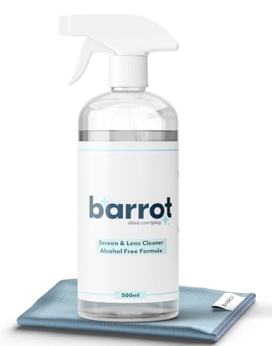 BARROT TV & Laptop Screen Cleaner (500ml) | Designed for LED/OLED/QLED/Plasma/LCD Displays | New Non-Alcohol Formula, Anti-Static, Safe for All Screens | Plush Microfiber Included