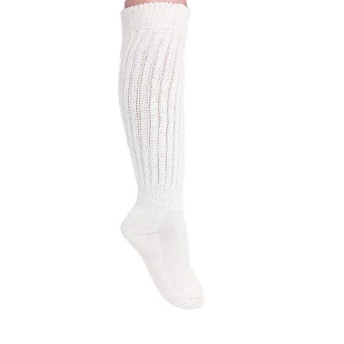 Aws/American Made Women's Extra Long Heavy Slouch Cotton Socks Size 9 To 11 (1 Pair - White) #TOP1
