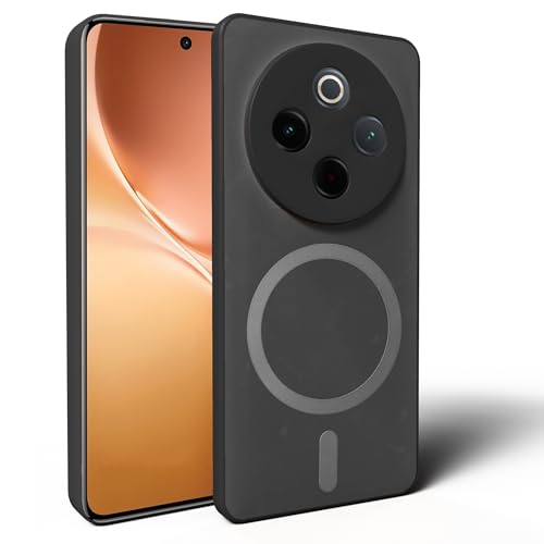 Image of Compatible for VIVO T4 5G Hard Back | Only Compatible with Wireless Magnetic Accessories | Thin and Slim Magnetic Back Cover (Black)