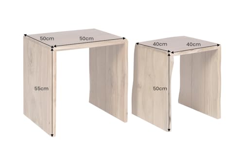 Riess Ambiente 2er Set Beistelltische Mammut - 55cm - braun - Akazie Massivholz - Couchtische Dekotische platzsparend – Bild 4